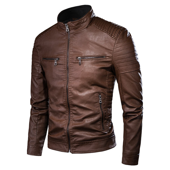 PU Leather Jacket Men