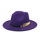 Wide Brim Hat with Feather Belt - Fedora