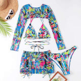 High Waist Drawstring 4pc Swimsuit