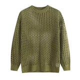 Hollow Out Loose Knit Tops- Men