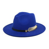 Wide Brim Hat with Feather Belt - Fedora