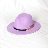 Wide Brim Hat with Feather Belt - Fedora