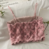 Rose Lace Tank Tops With Bra Pad Crop Tops