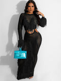 Hallow Out V Neck Maxi Dress-PS