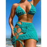 Bubble cloth 3pc Bikini Set with Skirt Swimsuit