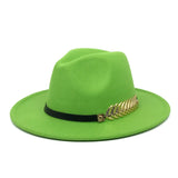 Wide Brim Hat with Feather Belt - Fedora