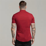 Men Short Sleeve Button-up Shirt