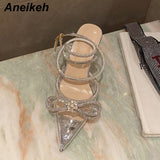 Butterfly-Knot Cross-Tied Crystal Pointed Toe Heels