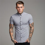 Men Short Sleeve Button-up Shirt