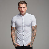 Men Short Sleeve Button-up Shirt