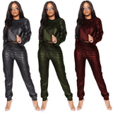 Hooded Full Sleeve Crop Top Pants Tracksuits