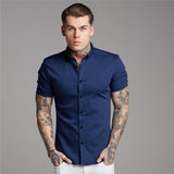 Men Short Sleeve Button-up Shirt