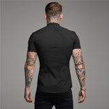 Men Short Sleeve Button-up Shirt