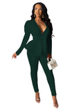 Peplum Ruffles Bow Tie Tops and Pencil Pants Suit