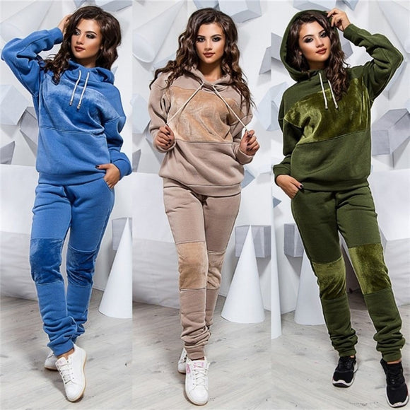 Hoodied Sweatshirt Pockets Pants Sweatsuit