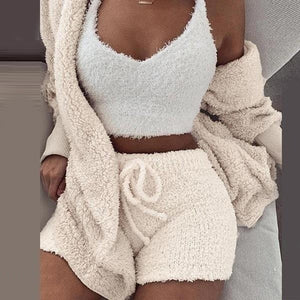 Fluffy Fleece Hooded Cardigan Outfit