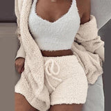 Fluffy Fleece Hooded Cardigan Outfit