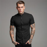 Men Short Sleeve Button-up Shirt