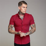 Men Short Sleeve Button-up Shirt