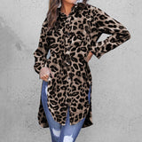 Lapel Asymmetrical Split Long Tunic Top