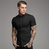 Men Short Sleeve Button-up Shirt