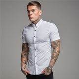 Men Short Sleeve Button-up Shirt