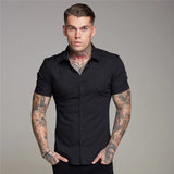 Men Short Sleeve Button-up Shirt