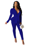 Peplum Ruffles Bow Tie Tops and Pencil Pants Suit