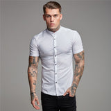 Men Short Sleeve Button-up Shirt