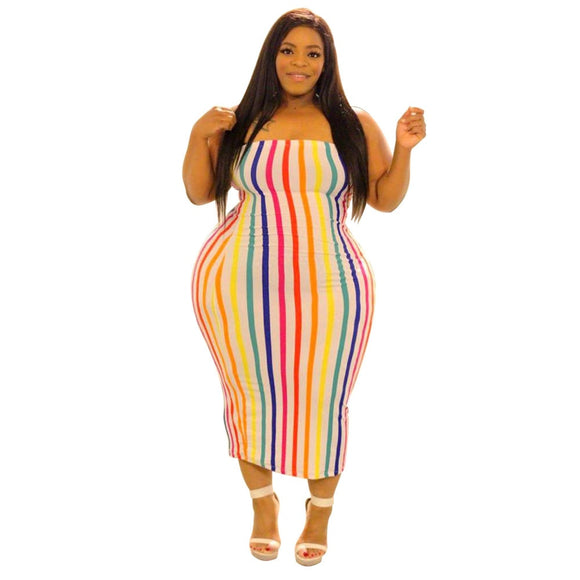 Colorful Stripe Long Dress-PS