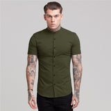 Men Short Sleeve Button-up Shirt