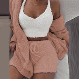 Fluffy Fleece Hooded Cardigan Outfit