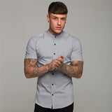 Men Short Sleeve Button-up Shirt