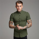 Men Short Sleeve Button-up Shirt