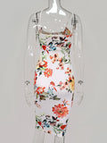 Floral Spaghetti Straps Backless Bodycon Dress