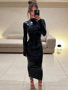 PU Long Leather Dress