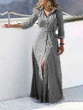 Long Sleeve Button-up Maxi Long Dress