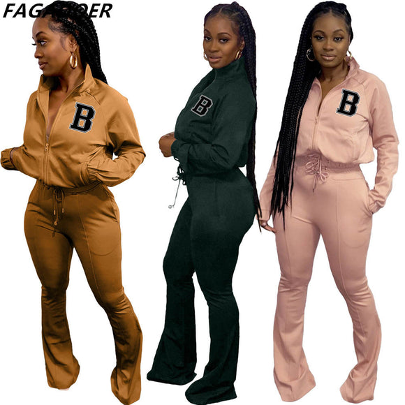 2pc Top And Flare Pant Tracksuit