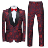 Boutique Flower Print 2pc Mens Suits