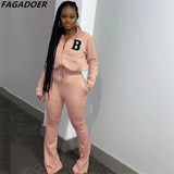 2pc Top And Flare Pant Tracksuit