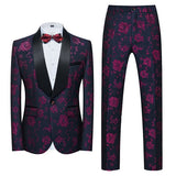 Boutique Flower Print 2pc Mens Suits