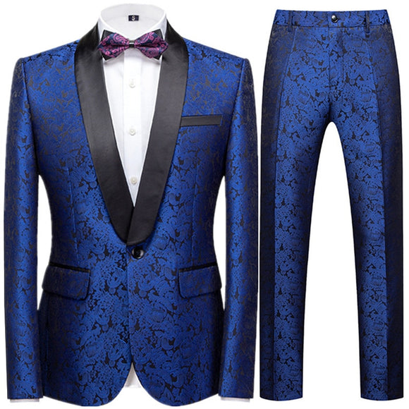 Boutique Flower Print 2pc Mens Suits