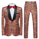 Boutique Flower Print 2pc Mens Suits