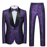 Boutique Flower Print 2pc Mens Suits