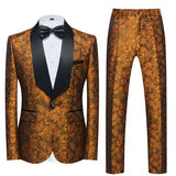 Boutique Flower Print 2pc Mens Suits