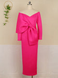 Long Party Dress Bare Shoulder Big Bow Gown