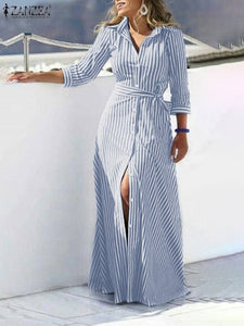 Long Sleeve Button-up Maxi Long Dress