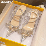 Butterfly-Knot Cross-Tied Crystal Pointed Toe Heels