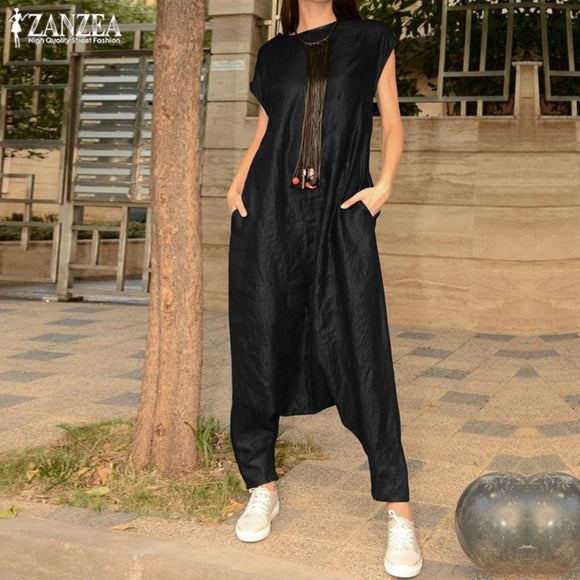 Ladies Drop Crotch Cargo Jumpsuits