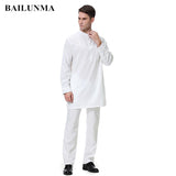 Long Sleeved Button Collar Shirt Islamic Wear-Men